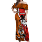 Personalised Dragons And Tigers Rugby Off Shoulder Maxi Dress Sporty Style