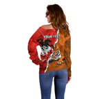 Personalised Dragons And Tigers Rugby Off Shoulder Sweater Sporty Style