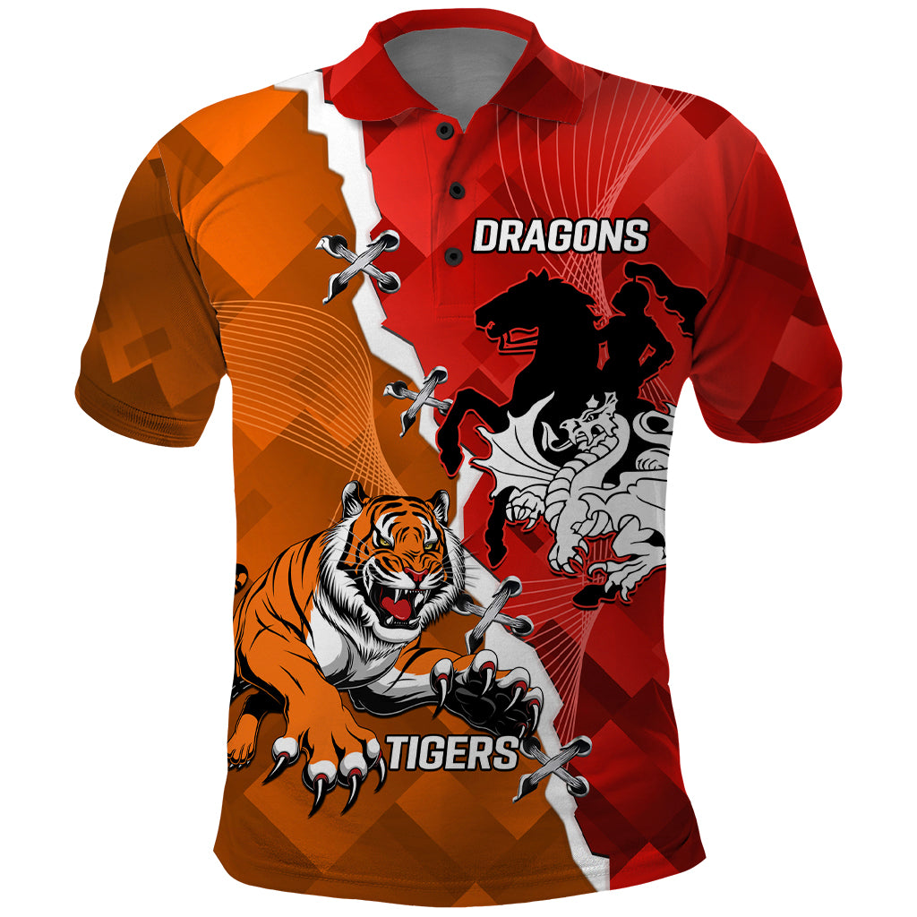 Personalised Dragons And Tigers Rugby Polo Shirt Sporty Style