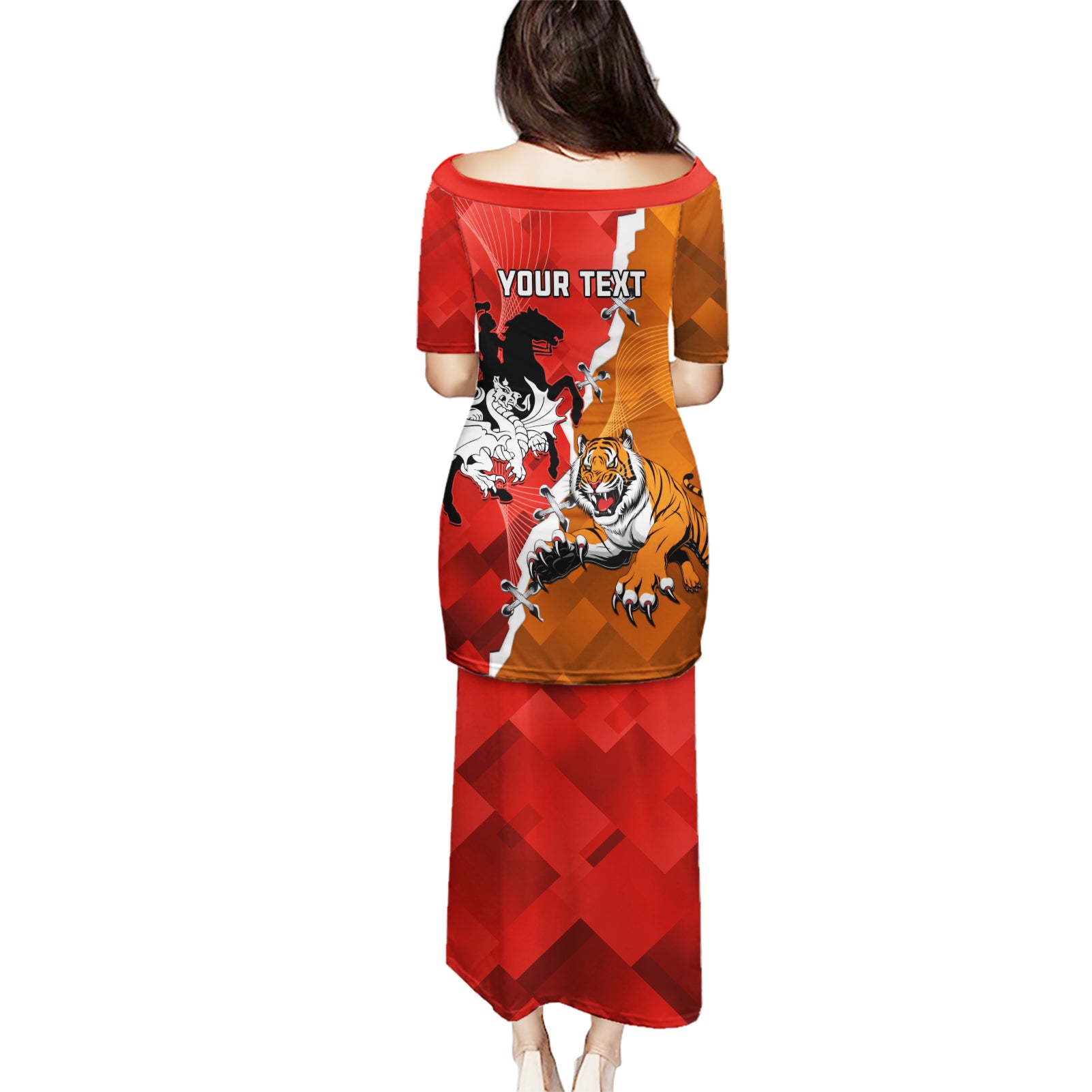 Personalised Dragons And Tigers Rugby Puletasi Sporty Style