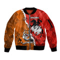 Personalised Dragons And Tigers Rugby Sleeve Zip Bomber Jacket Sporty Style