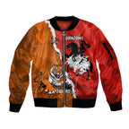 Personalised Dragons And Tigers Rugby Sleeve Zip Bomber Jacket Sporty Style