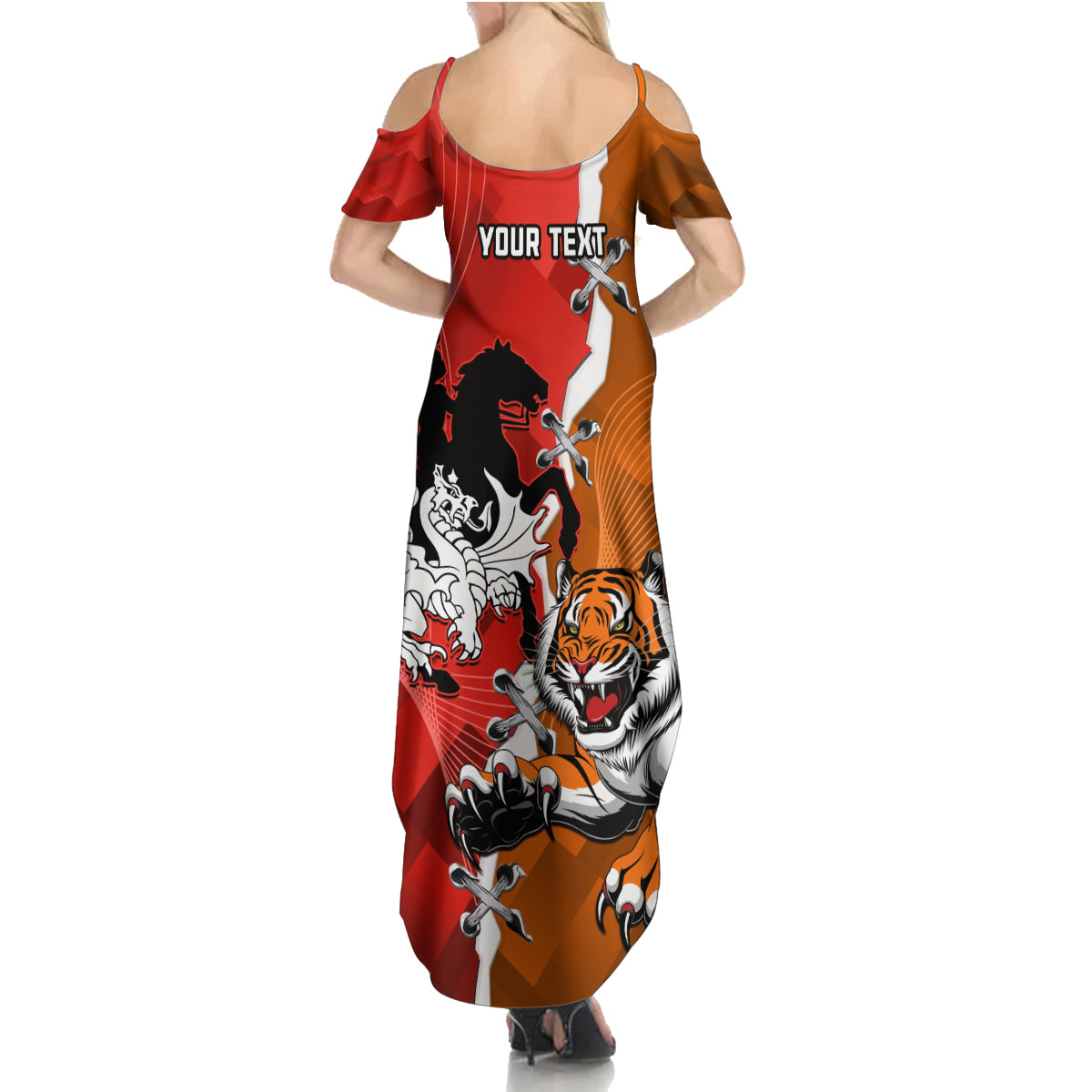 Personalised Dragons And Tigers Rugby Summer Maxi Dress Sporty Style