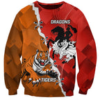 Personalised Dragons And Tigers Rugby Sweatshirt Sporty Style