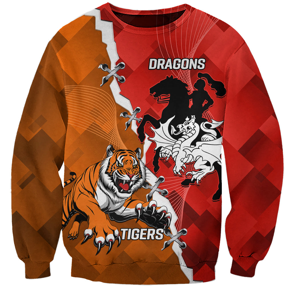 Personalised Dragons And Tigers Rugby Sweatshirt Sporty Style