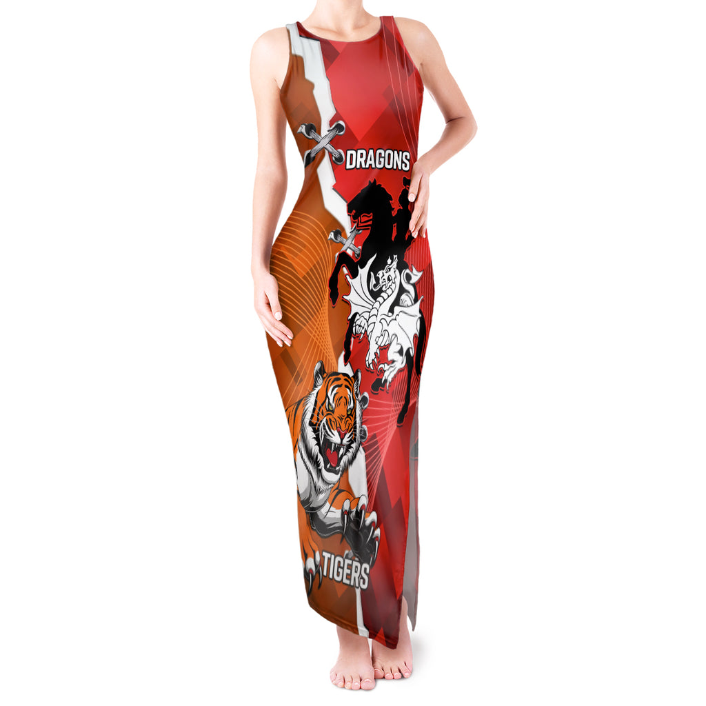 Personalised Dragons And Tigers Rugby Tank Maxi Dress Sporty Style