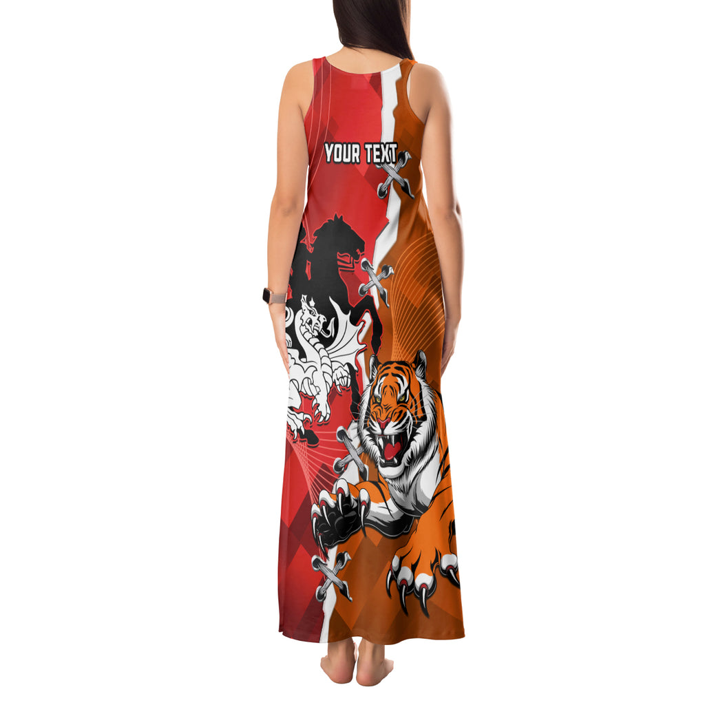 Personalised Dragons And Tigers Rugby Tank Maxi Dress Sporty Style