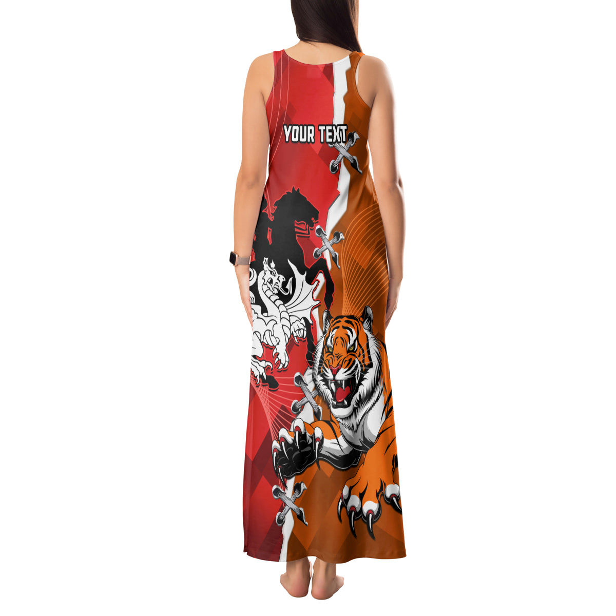 Personalised Dragons And Tigers Rugby Tank Maxi Dress Sporty Style