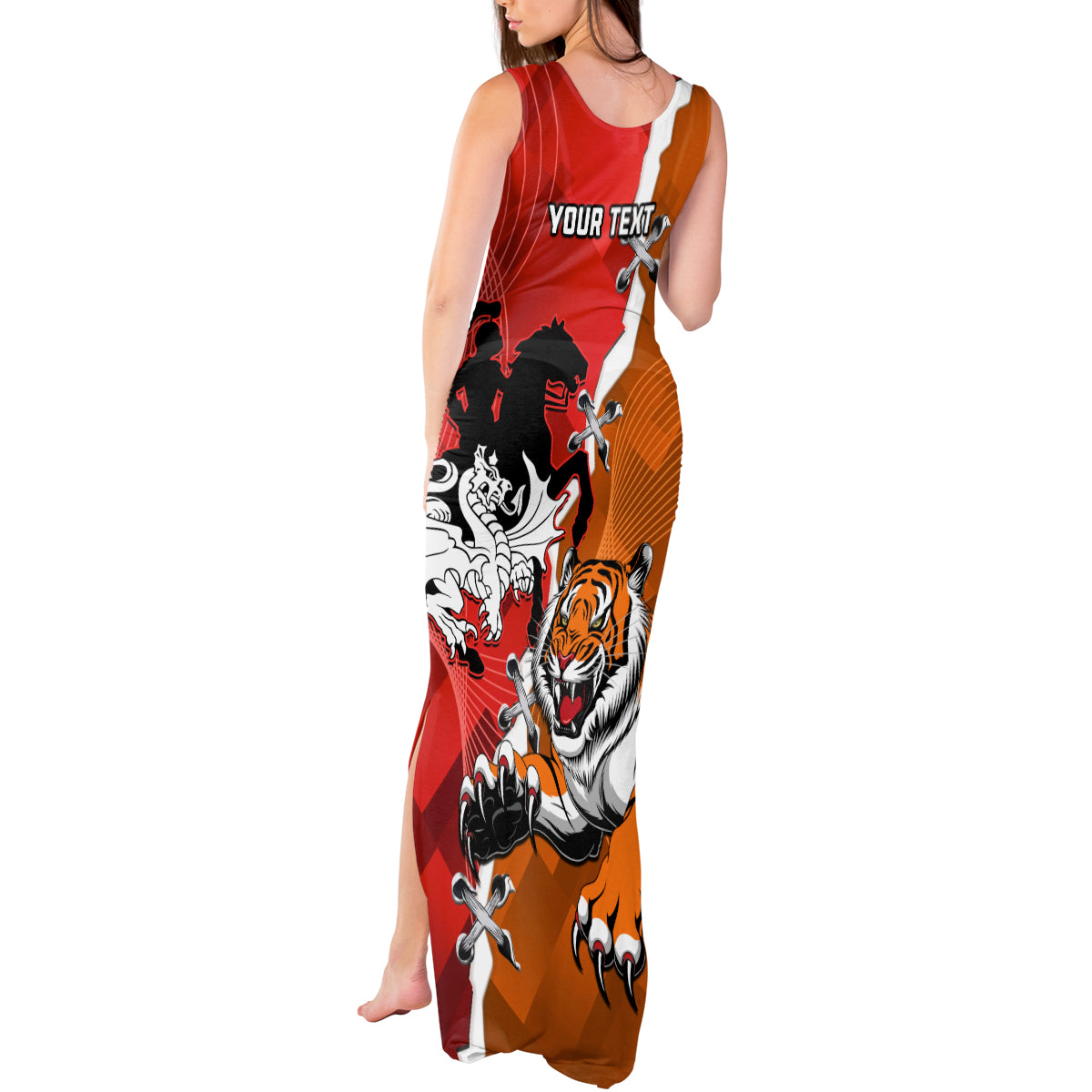 Personalised Dragons And Tigers Rugby Tank Maxi Dress Sporty Style