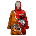 Personalised Dragons And Tigers Rugby Wearable Blanket Hoodie Sporty Style