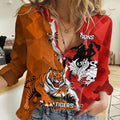 Personalised Dragons And Tigers Rugby Women Casual Shirt Sporty Style