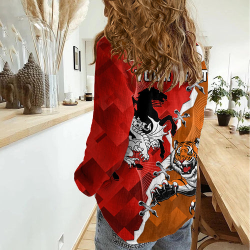 Personalised Dragons And Tigers Rugby Women Casual Shirt Sporty Style