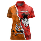 Personalised Dragons And Tigers Rugby Women Polo Shirt Sporty Style