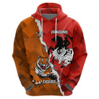 Personalised Dragons And Tigers Rugby Zip Hoodie Sporty Style