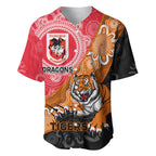 Personalised Dragons And Tigers Rugby Baseball Jersey Aboriginal Art