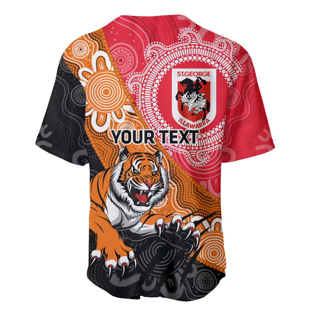 Personalised Dragons And Tigers Rugby Baseball Jersey Aboriginal Art
