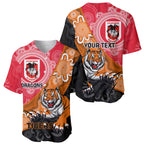 Personalised Dragons And Tigers Rugby Baseball Jersey Aboriginal Art