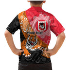 Personalised Dragons And Tigers Rugby Family Matching Mermaid Dress and Hawaiian Shirt Aboriginal Art
