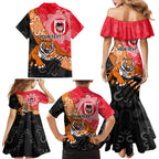 Personalised Dragons And Tigers Rugby Family Matching Mermaid Dress and Hawaiian Shirt Aboriginal Art
