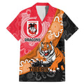 Personalised Dragons And Tigers Rugby Family Matching Mermaid Dress and Hawaiian Shirt Aboriginal Art