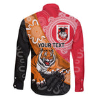 Personalised Dragons And Tigers Rugby Family Matching Mermaid Dress and Hawaiian Shirt Aboriginal Art