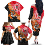 Personalised Dragons And Tigers Rugby Family Matching Off The Shoulder Long Sleeve Dress and Hawaiian Shirt Aboriginal Art