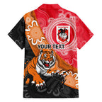 Personalised Dragons And Tigers Rugby Family Matching Off The Shoulder Long Sleeve Dress and Hawaiian Shirt Aboriginal Art