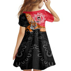 Personalised Dragons And Tigers Rugby Family Matching Off Shoulder Maxi Dress and Hawaiian Shirt Aboriginal Art