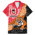 Personalised Dragons And Tigers Rugby Family Matching Puletasi and Hawaiian Shirt Aboriginal Art