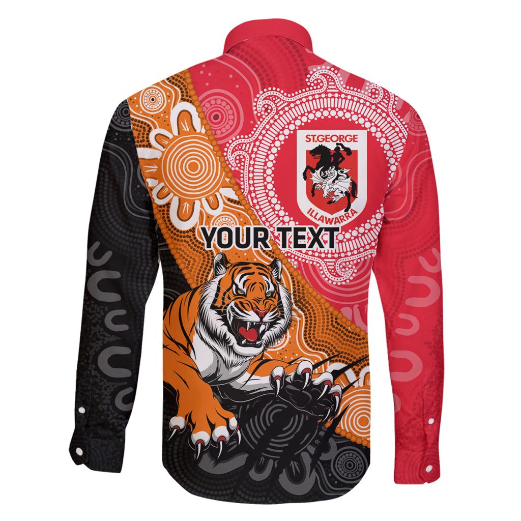 Personalised Dragons And Tigers Rugby Family Matching Puletasi and Hawaiian Shirt Aboriginal Art