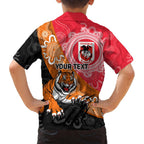 Personalised Dragons And Tigers Rugby Family Matching Summer Maxi Dress and Hawaiian Shirt Aboriginal Art