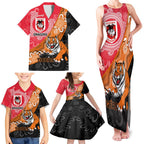 Personalised Dragons And Tigers Rugby Family Matching Tank Maxi Dress and Hawaiian Shirt Aboriginal Art