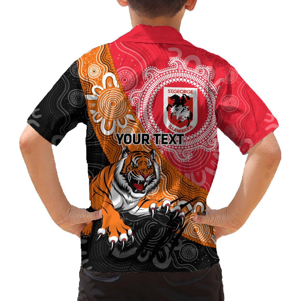 Personalised Dragons And Tigers Rugby Family Matching Tank Maxi Dress and Hawaiian Shirt Aboriginal Art