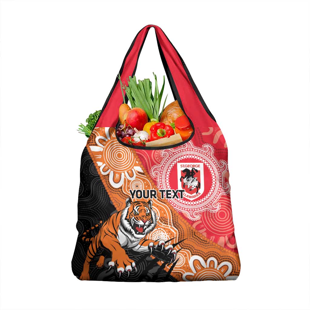 Personalised Dragons And Tigers Rugby Grocery Bag Aboriginal Art