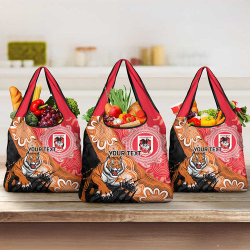 Personalised Dragons And Tigers Rugby Grocery Bag Aboriginal Art