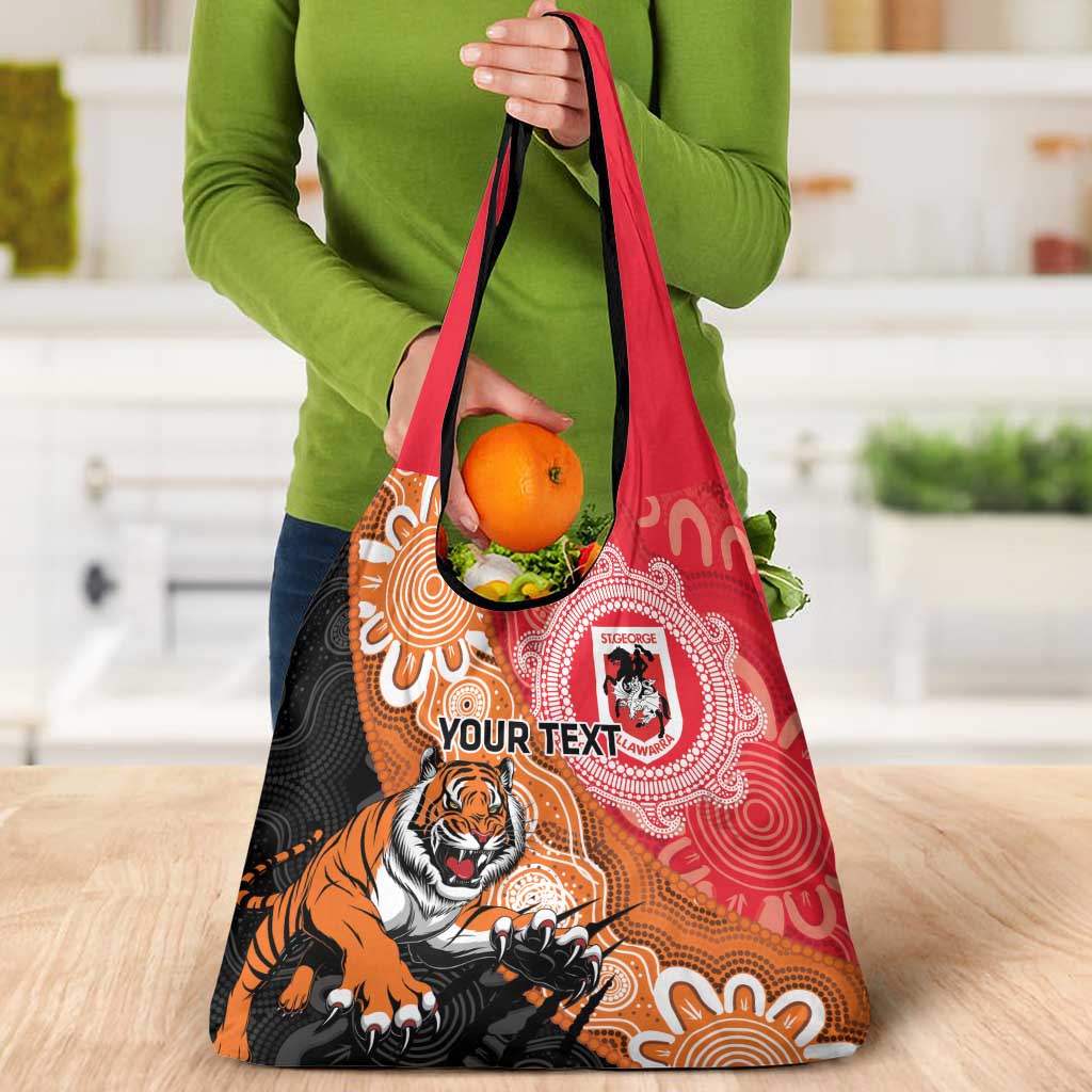 Personalised Dragons And Tigers Rugby Grocery Bag Aboriginal Art