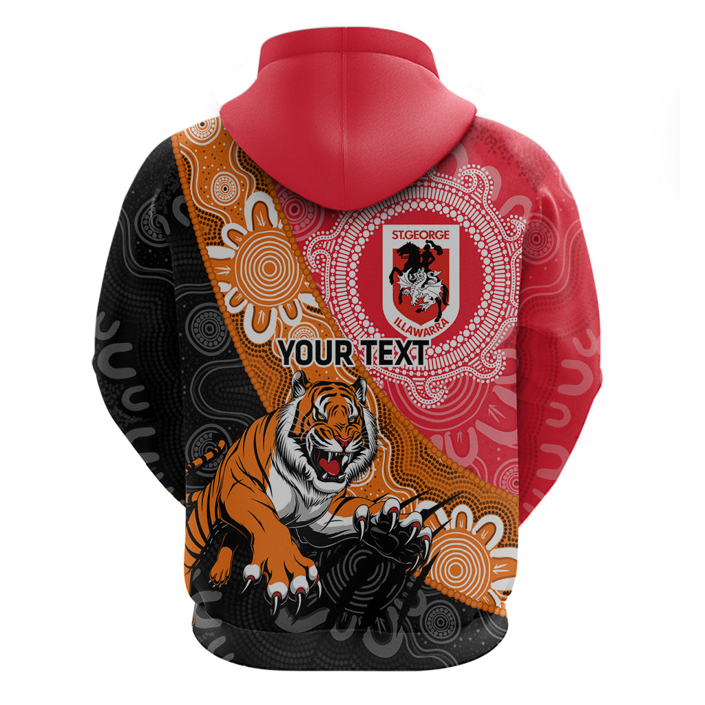 Personalised Dragons And Tigers Rugby Hoodie Aboriginal Art
