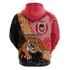 Personalised Dragons And Tigers Rugby Hoodie Aboriginal Art