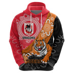 Personalised Dragons And Tigers Rugby Hoodie Aboriginal Art