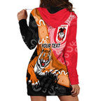 Personalised Dragons And Tigers Rugby Hoodie Dress Aboriginal Art