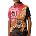 Personalised Dragons And Tigers Rugby Kid Polo Shirt Aboriginal Art