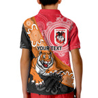 Personalised Dragons And Tigers Rugby Kid Polo Shirt Aboriginal Art