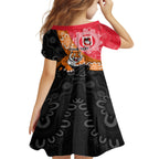 Personalised Dragons And Tigers Rugby Kid Short Sleeve Dress Aboriginal Art