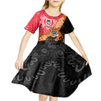 Personalised Dragons And Tigers Rugby Kid Short Sleeve Dress Aboriginal Art
