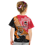 Personalised Dragons And Tigers Rugby Kid T Shirt Aboriginal Art