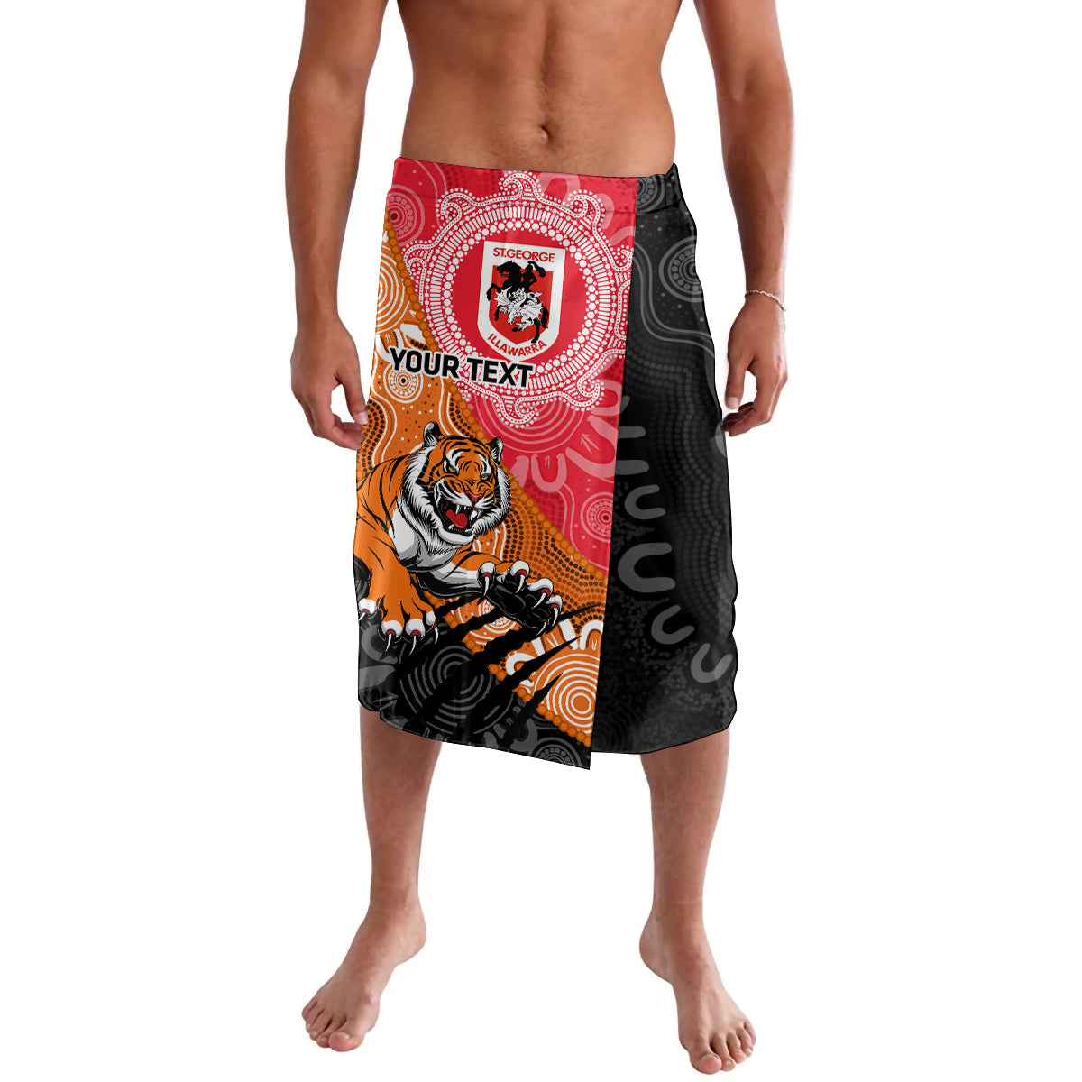 Personalised Dragons And Tigers Rugby Lavalava Aboriginal Art