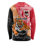 Personalised Dragons And Tigers Rugby Long Sleeve Shirt Aboriginal Art