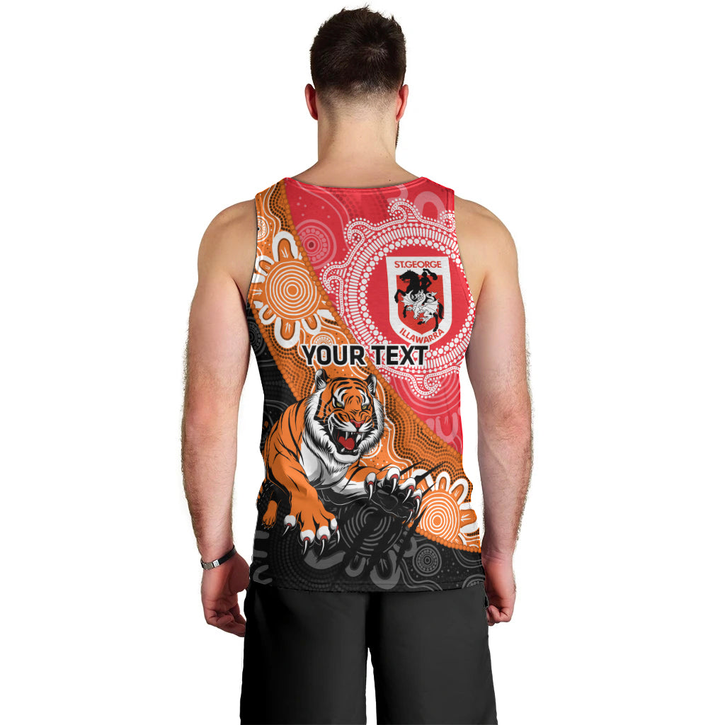 Personalised Dragons And Tigers Rugby Men Tank Top Aboriginal Art