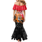 Personalised Dragons And Tigers Rugby Mermaid Dress Aboriginal Art