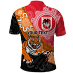Personalised Dragons And Tigers Rugby Polo Shirt Aboriginal Art